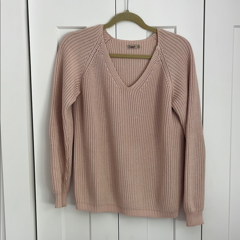 Women's Pink V-Neck Sweater